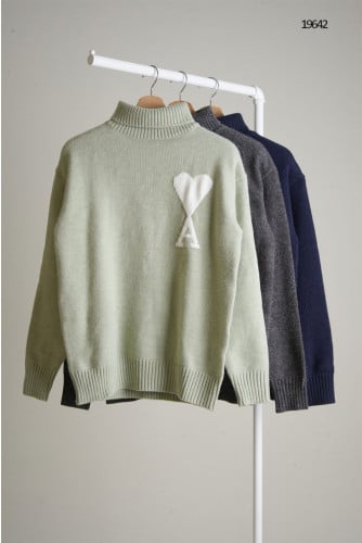 🔆 [AMI] 아미 남성 빅 A하트 로고 터들넥 폴라 니트🔆