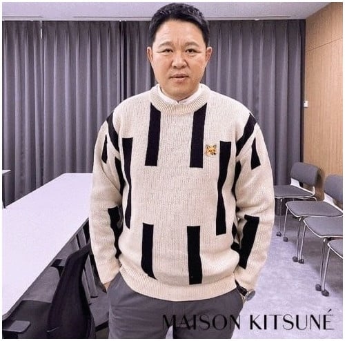 💕 메* 키츠네 스트라이프 라운드 니트