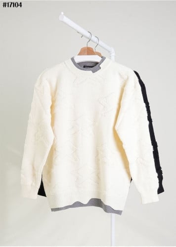 💕 지** 엠브로이드 스타 레이어드 울 니트 풀오버