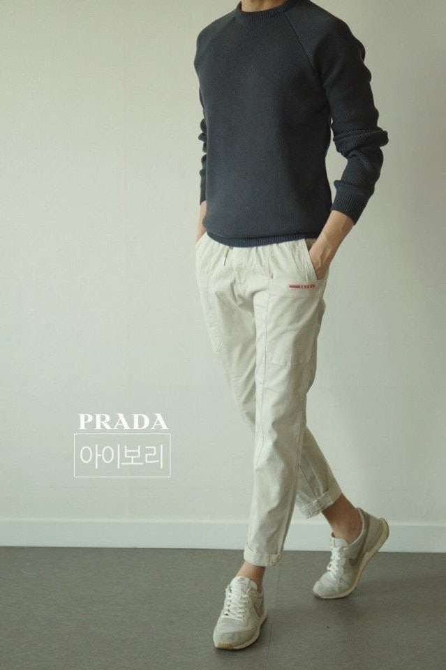 💕 프** 절개 치노 면 팬츠