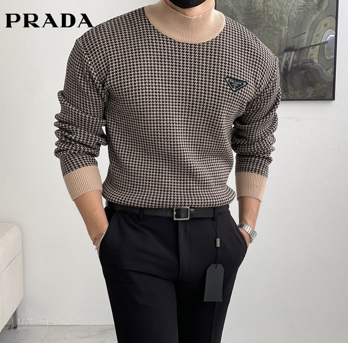 💕 프** 삼각로고 터틀넥 반목니트