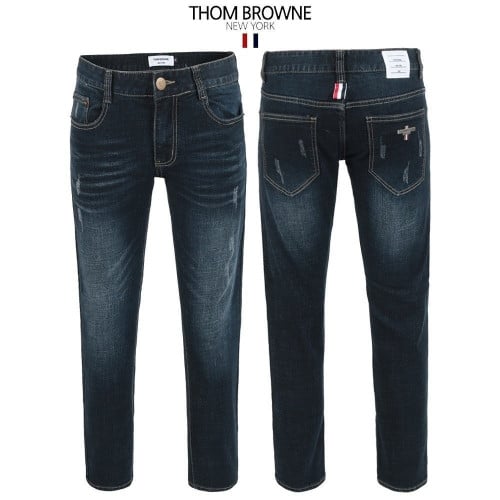 💕 톰* 진청 스크래치 워싱 슬림팬츠