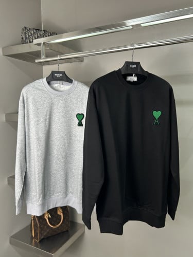 #아미 그린 하트 로고 맨투맨