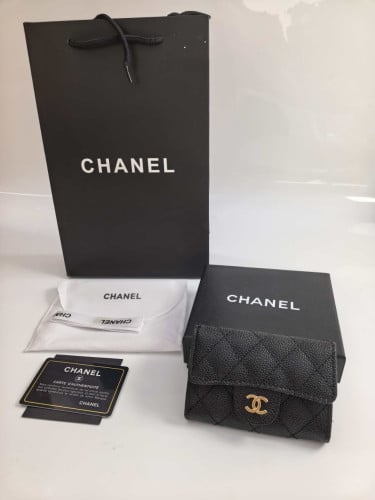 #샤넬 클래식 똑딱이 카드지갑 블랙 금장