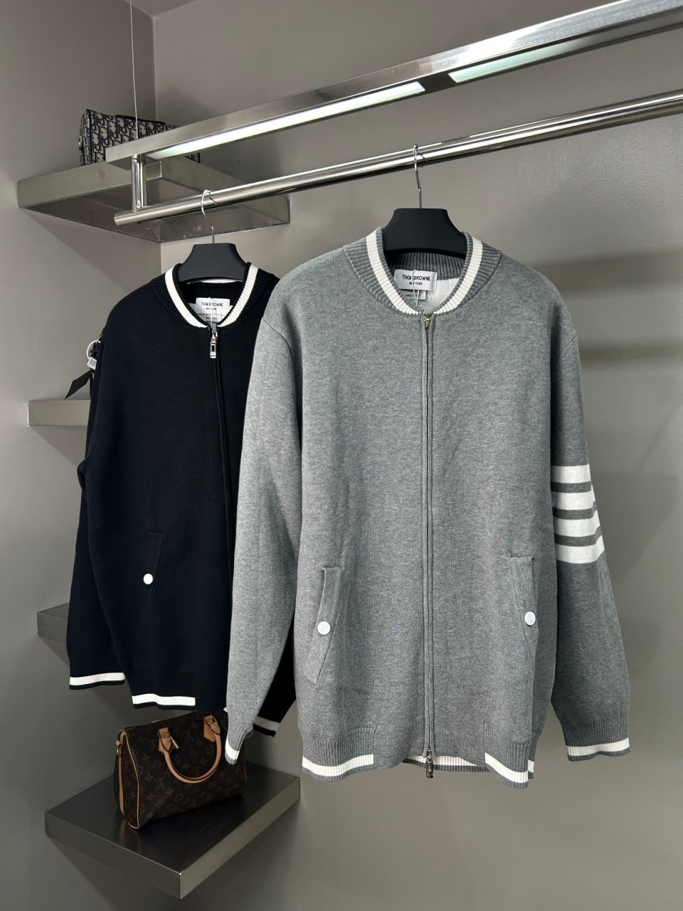 #톰브라운 캐시미어 사선 니트 집업