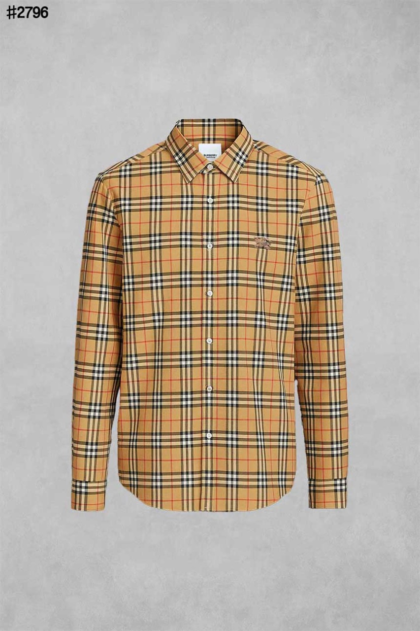 🍀 [BURBERRY] 버버리 EKD 자수 로고 빈티지 체크 스트레치 코튼 셔츠 🍀