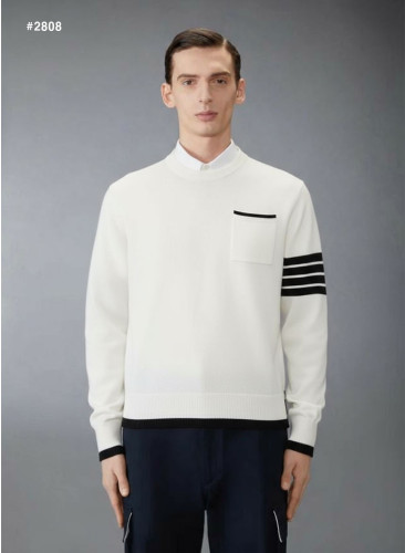 🍀 [THOM BROWNE] 톰브라운 밀라노 사선완장 포켓 라운드 니트 🍀