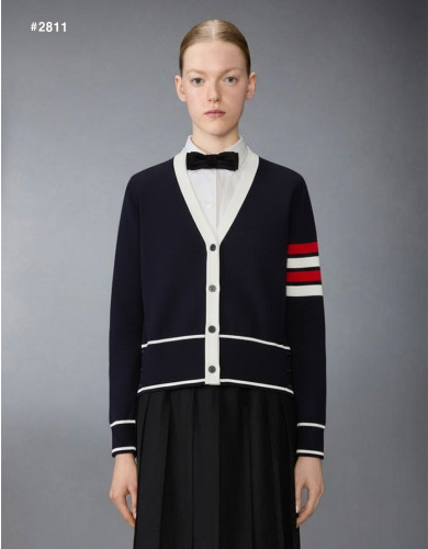 🍀 [THOM BROWNE] 톰브라운 밀라노 클래식 4바 브이넥 여성 가디건 🍀