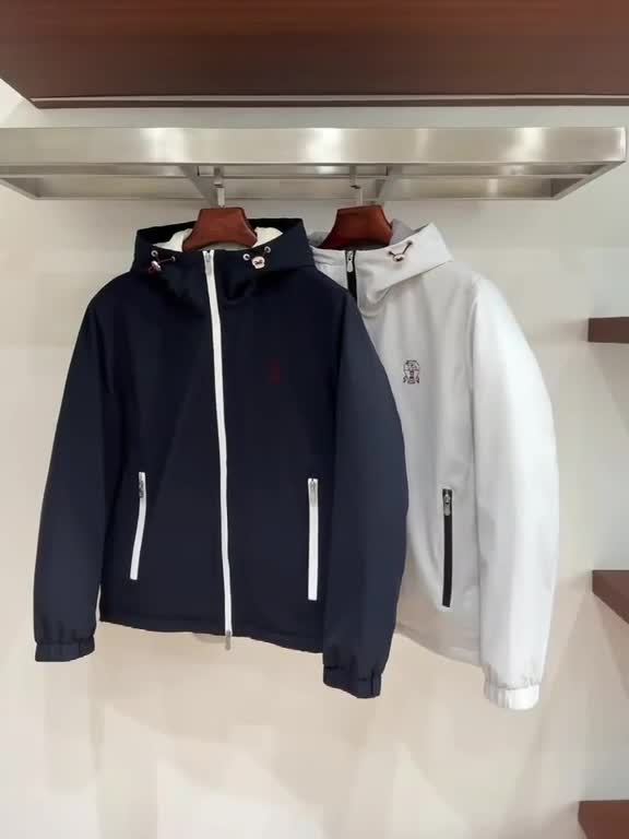 브루넬로 쿠치넬리-B.C 남성 후드 다운 트레이딩 패딩