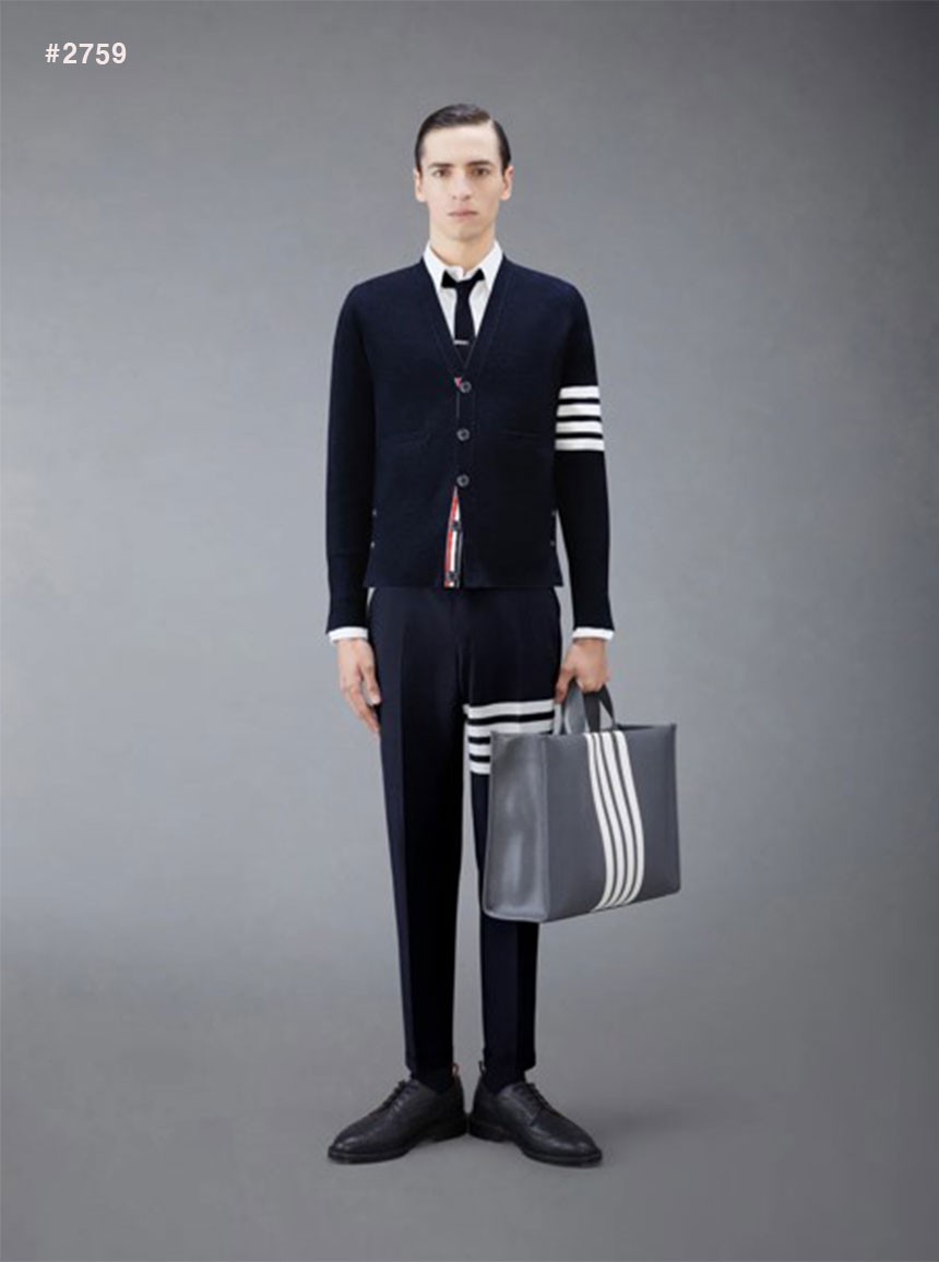 🍀 [THOM BROWNE] 톰브라운 남성 사선완장 클래식 브이넥 가디건 🍀