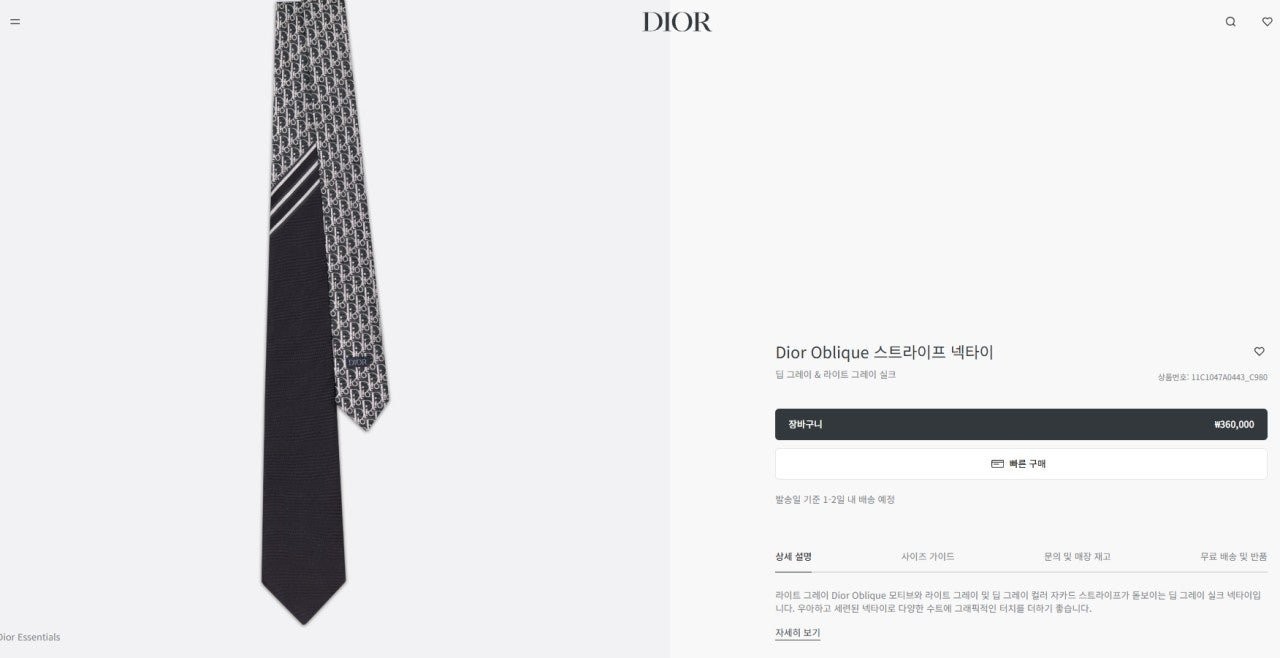 🚨디올 오블리크 스트라이프 넥타이
