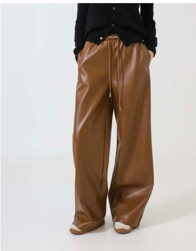 #미우미우 [ Miu ] 수입 허리밴드 와이드 레더 팬츠 -카멜- 입고💢 #여성하의 #레더바지