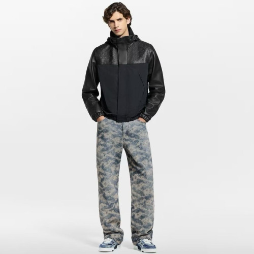 루비통-LOUIS VUITTON 모노그램 레더 믹스 윈드브레이커 자켓