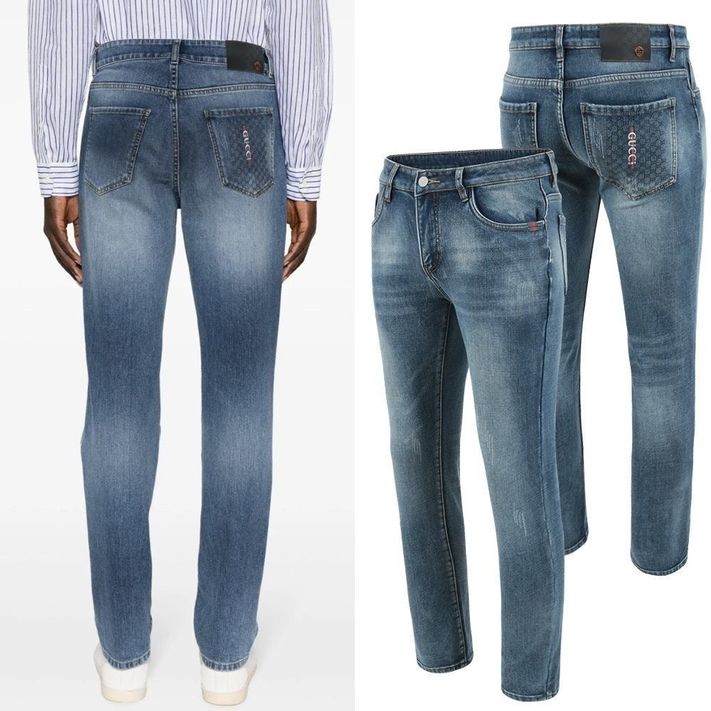 💕 구* 자가드 레터링자수 워싱 청바지