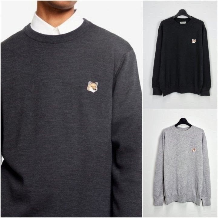 💕 메* 키츠네 브라운 폭스헤드 베이직 라운드 니트