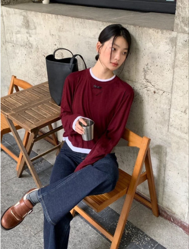 💕 프** 25 삼각 로고 레이어드 롱슬리브 - 수입