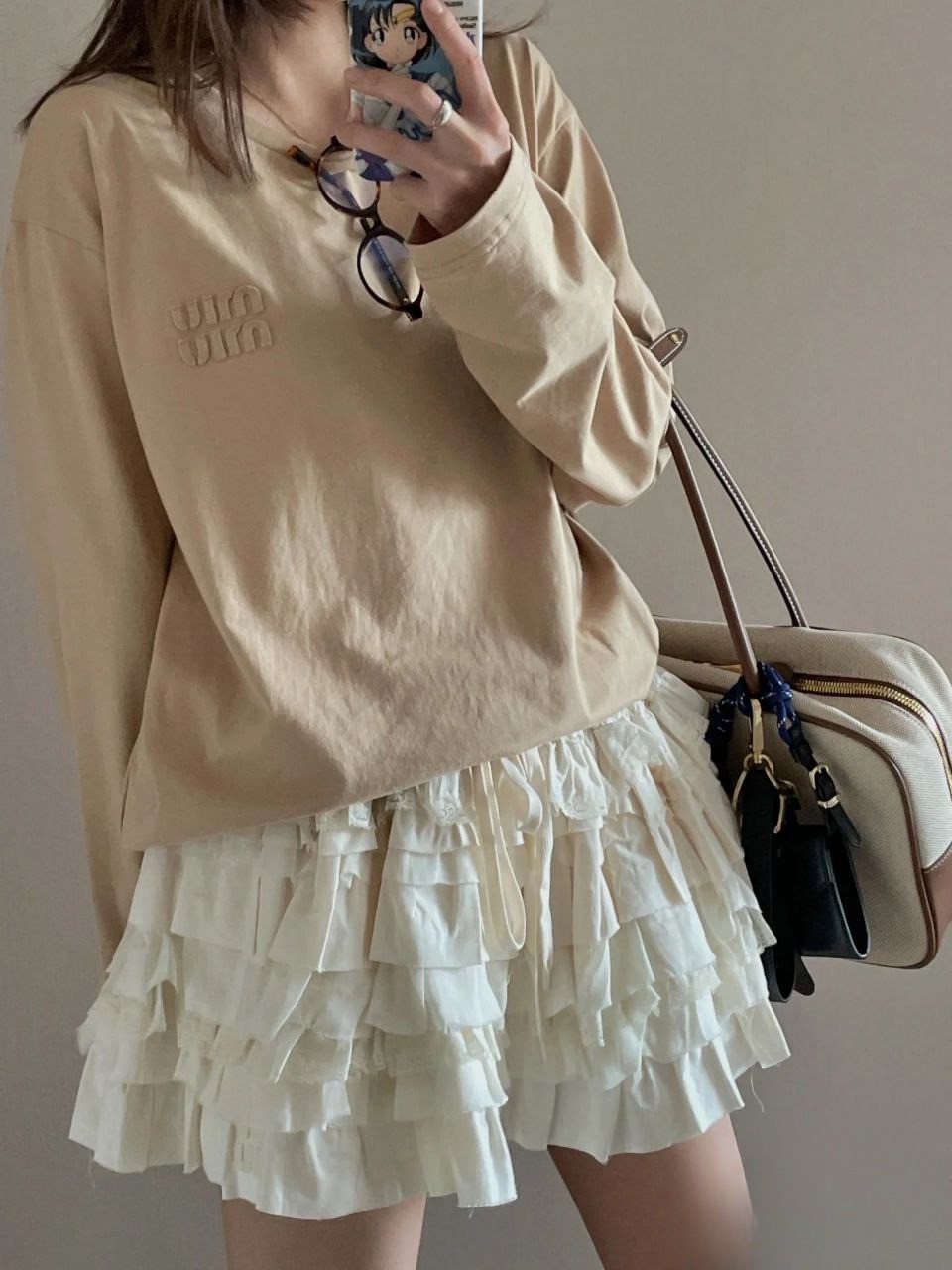 •미우미* 후염 로고 패치 롱슬리브 - 수입