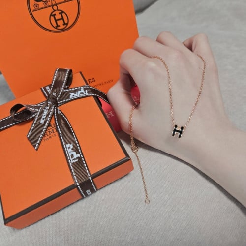 💕 에*** 팝아슈 H 미니 목걸이 핑크골드