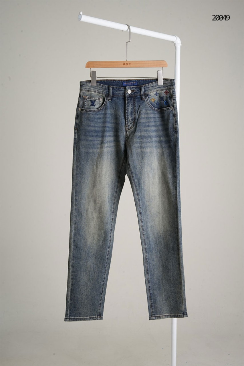 🔆 [Louis Vuitton] 루이비통 포켓 모노그램 로고  워싱 스판 데님 진 🔆