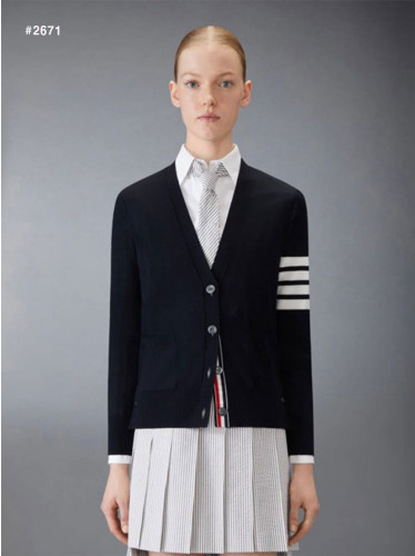 🍀 [THOM BROWNE] 톰브라운 여성 사선완장 클래식 브이넥 가디건 🍀