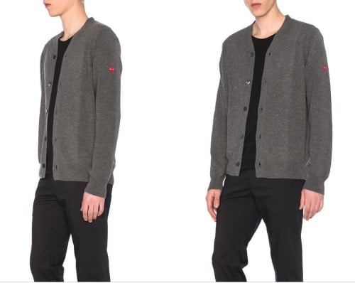 🍀 [COMME des GARCONS] 꼼데가르송 사이드 스몰하트로고 브이넥 가디건 🍀