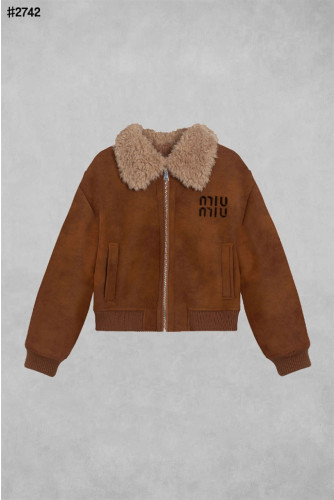 🍀 [MIUMIU] 미우미우 셔링 트리밍 크롭 스웨이드 자켓 🍀