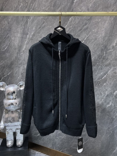 💕 크* 가죽패치 니트 후드 집업