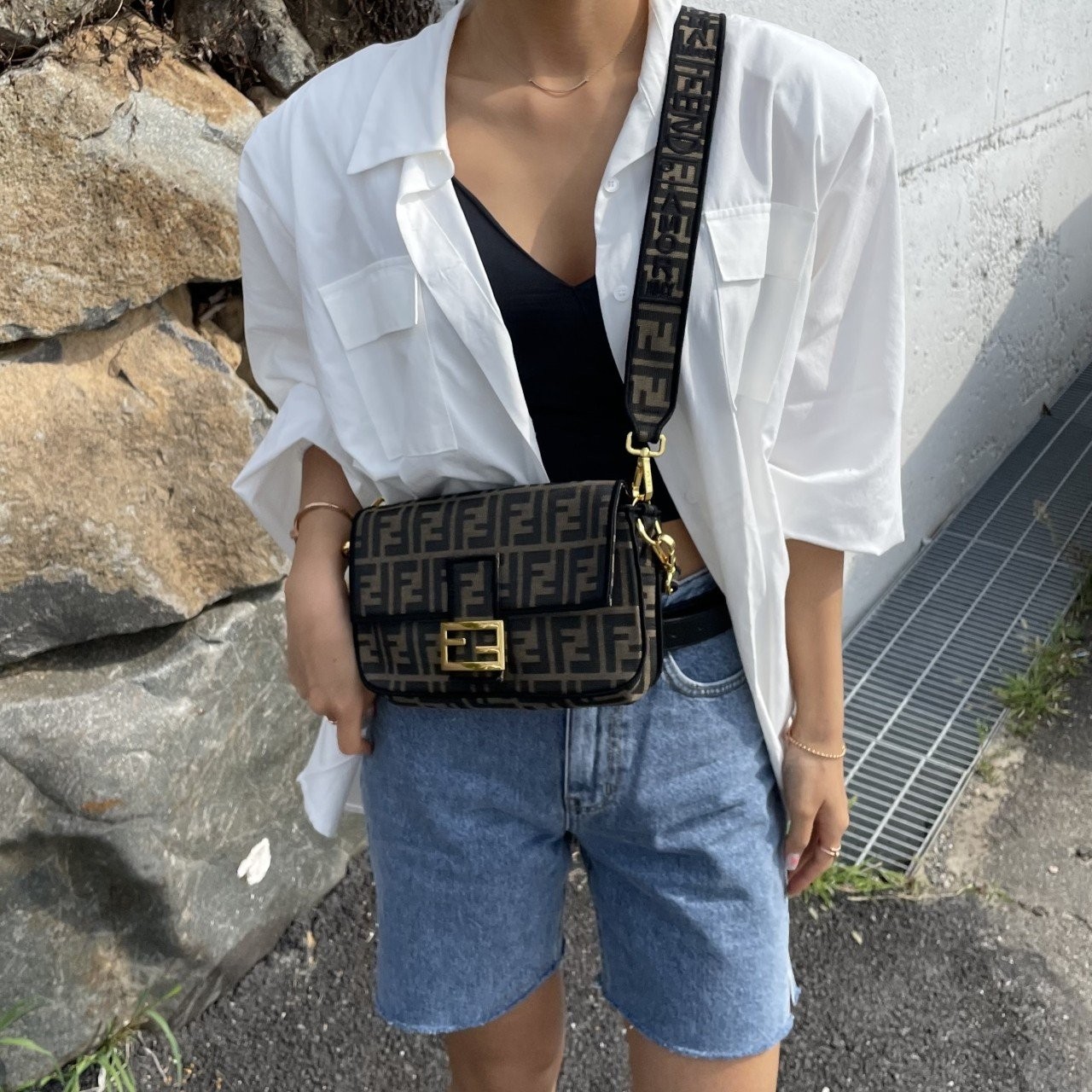 #N #펜디 패브릭 바게트백