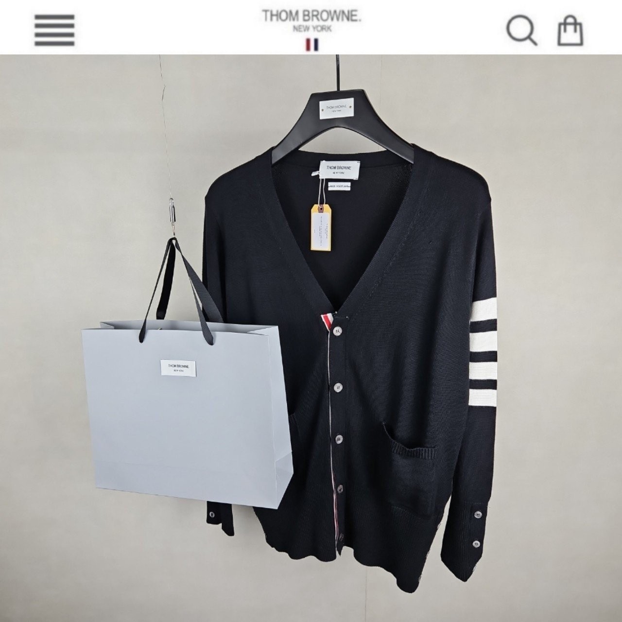 TB 사선 캐시미어 가디건  블랙