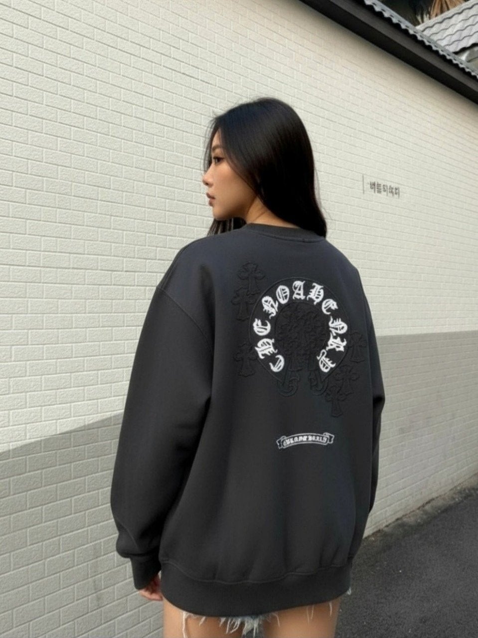 💕 크* 말발굽 자수 십자가패치 빈티지 쭈리 맨투맨➡️수입최고급(남녀공용)