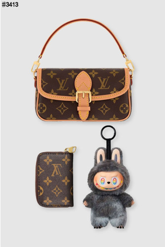 🍀 [LOUIS VUITTON] 루이비통 나노 다이앤 & 모노그램 어라운드 반지갑 & 라부부 시크릿 키링 셋 🍀