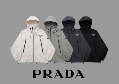 프라다 개버딘 로고 윈드 코어 후드 바람막이