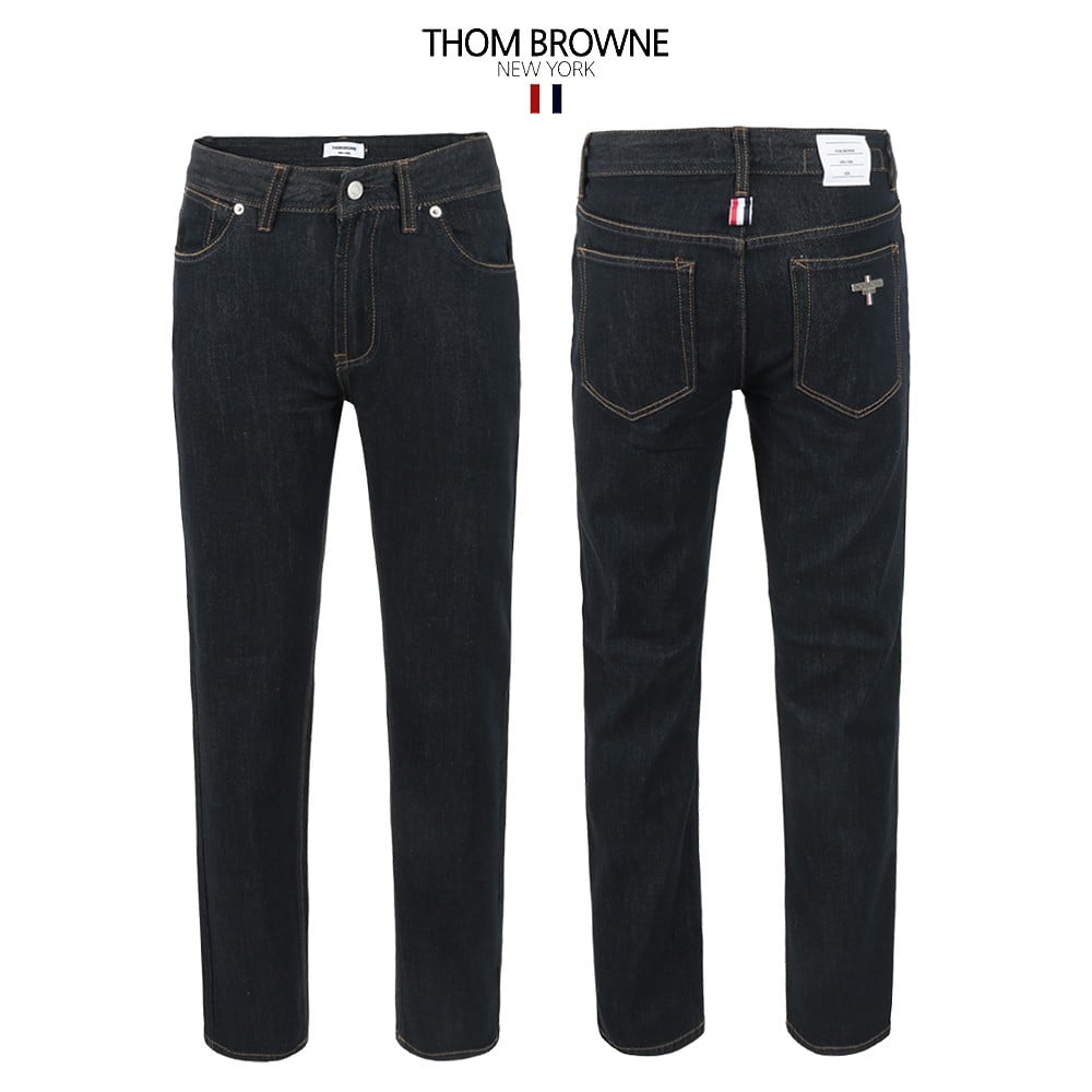 톰브라운 블랙 논페이드 일자 스판 데님 청바지