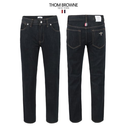 톰브라운 블랙 논페이드 일자 스판 데님 청바지
