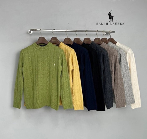 폴로 꽈배기 자수 울 니트