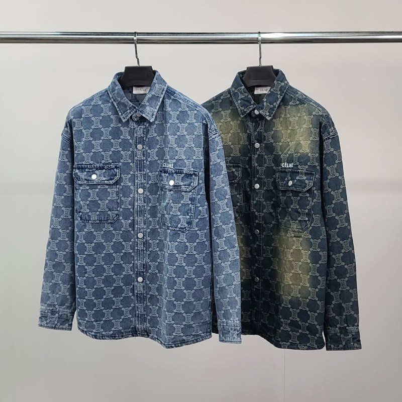 셀린느 트리오페 멀티 자수 데님 셔츠 자켓