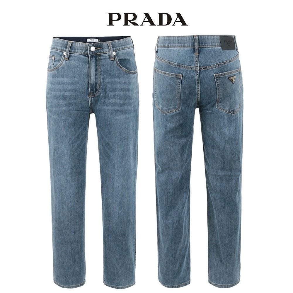 💕 프** 딥블루 쿨터치데님 세미와이드 히든밴드 팬츠