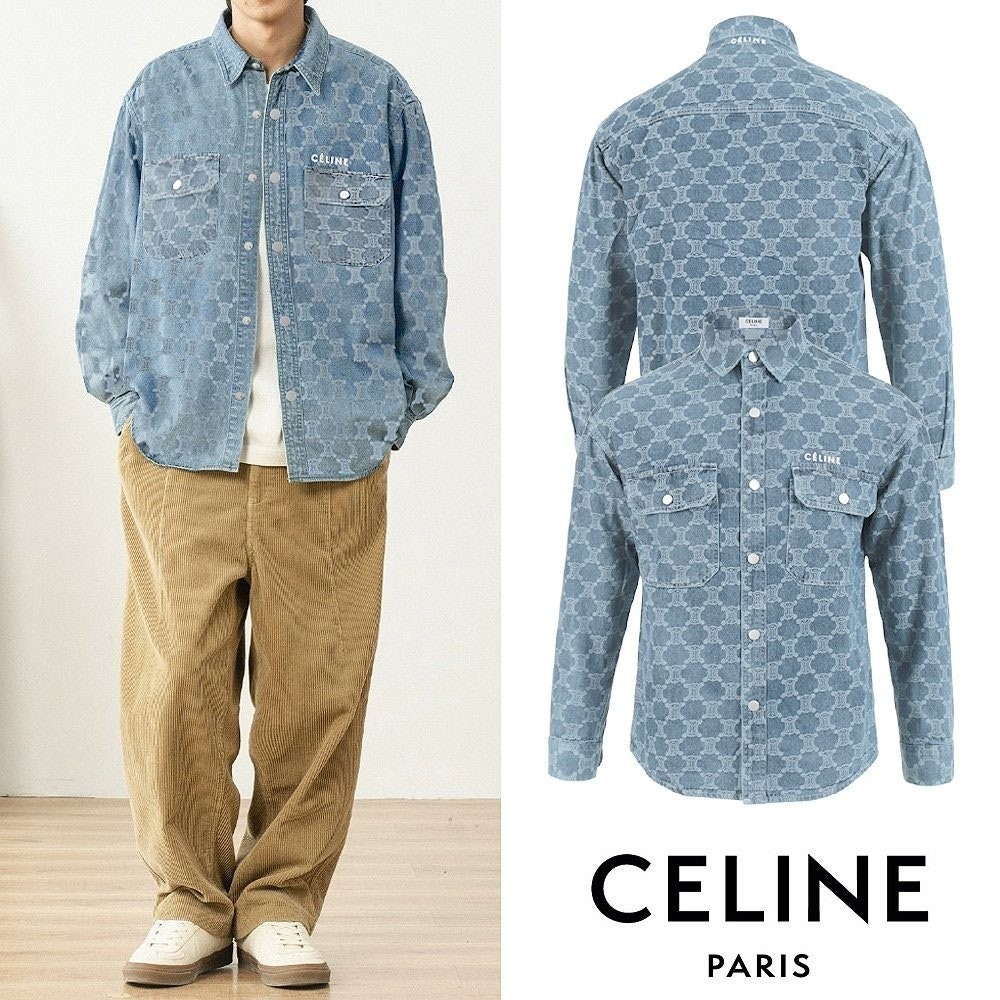 💕 셀** 트리오페 멀티자수 연청 데님 셔츠