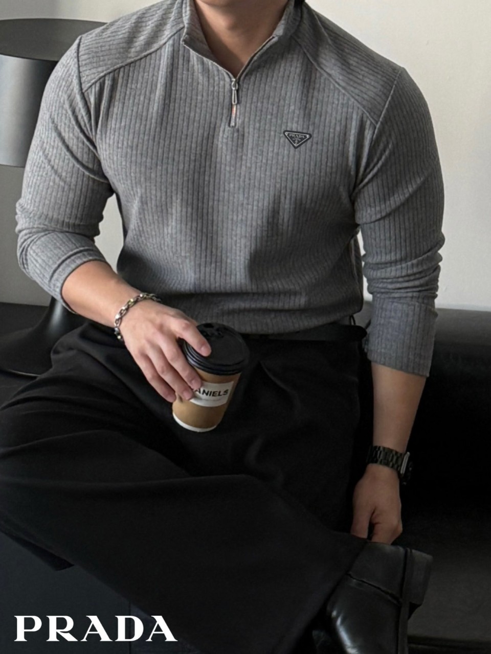 PRD 머슬핏 긴팔 반집업