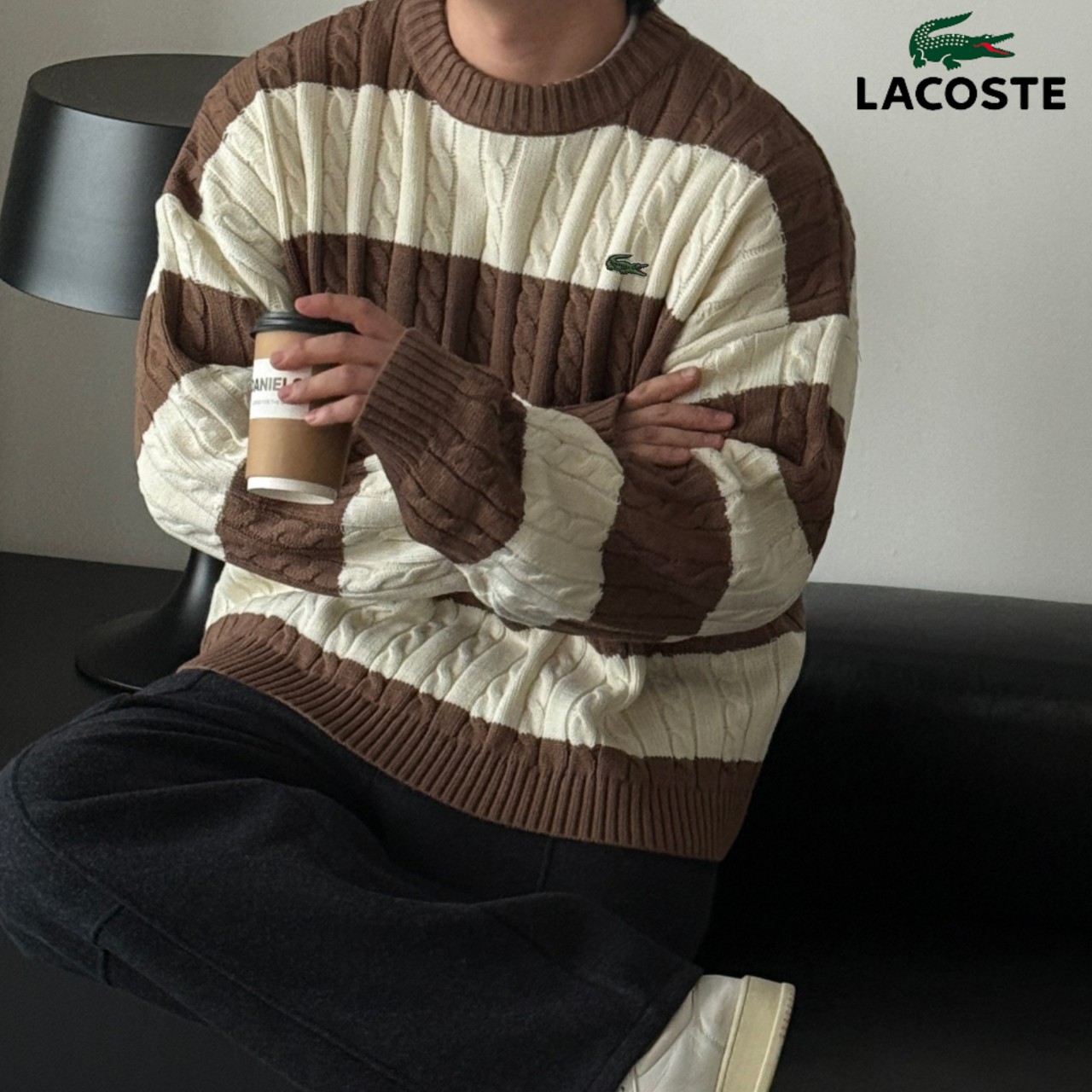 LC 단가라 꽈배기 라운드니트