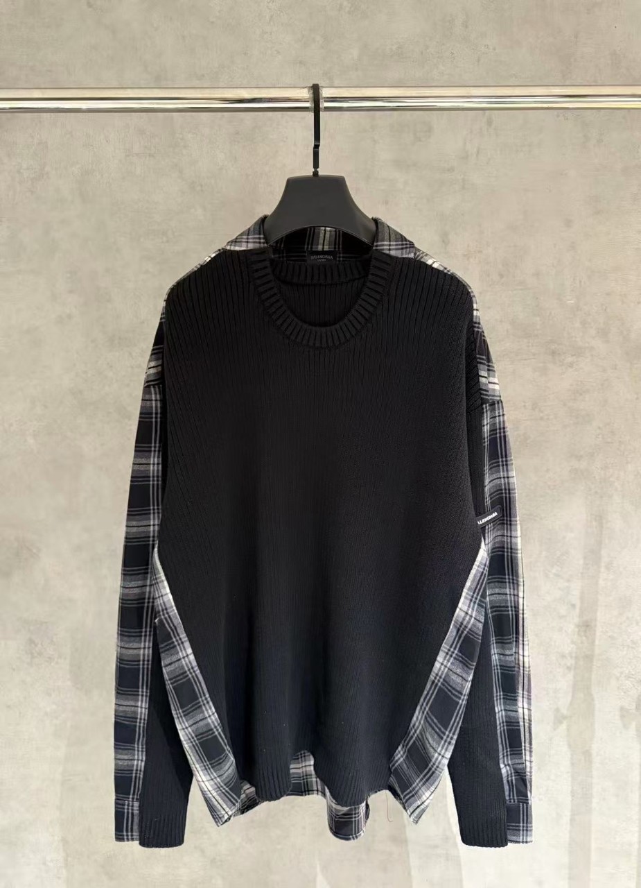 발*시*가  하이브리드 플래드 스웨터 니트