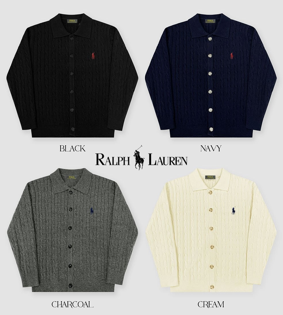 20389_PL 케이블 카라 버튼 가디건