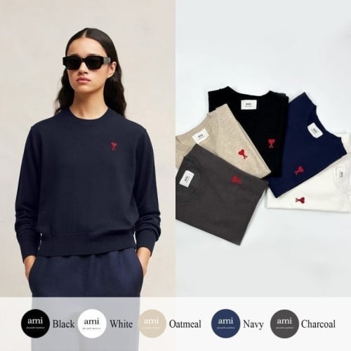 💕 아* 드 꾀흐 엠브로이더리 크루넥 니트 (여성)