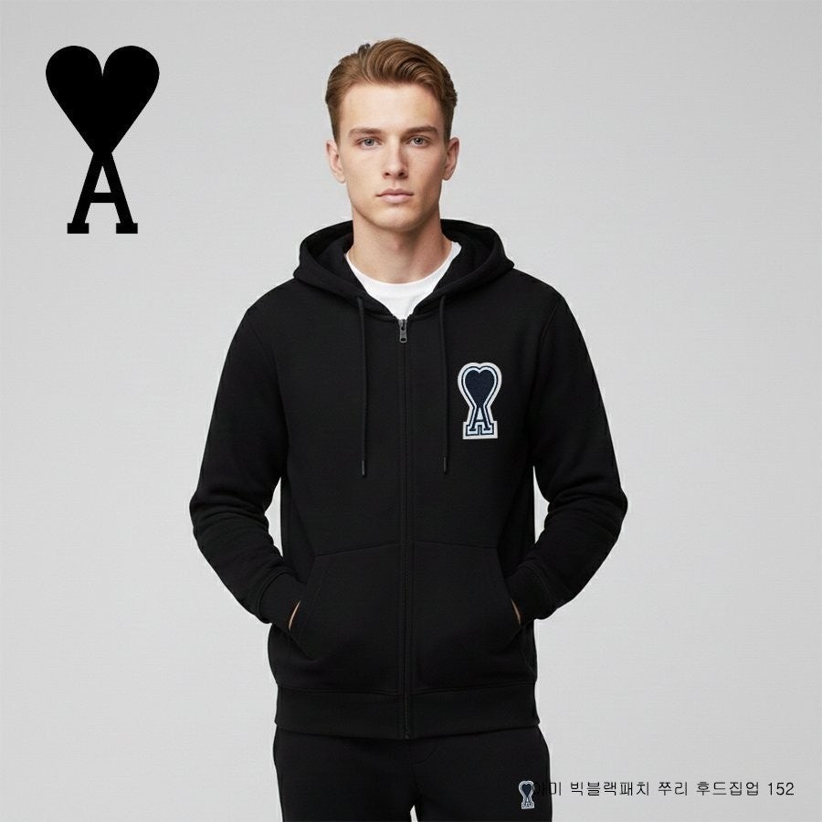 💕 아* 블랙 빅패치 쭈리 후드집업 152