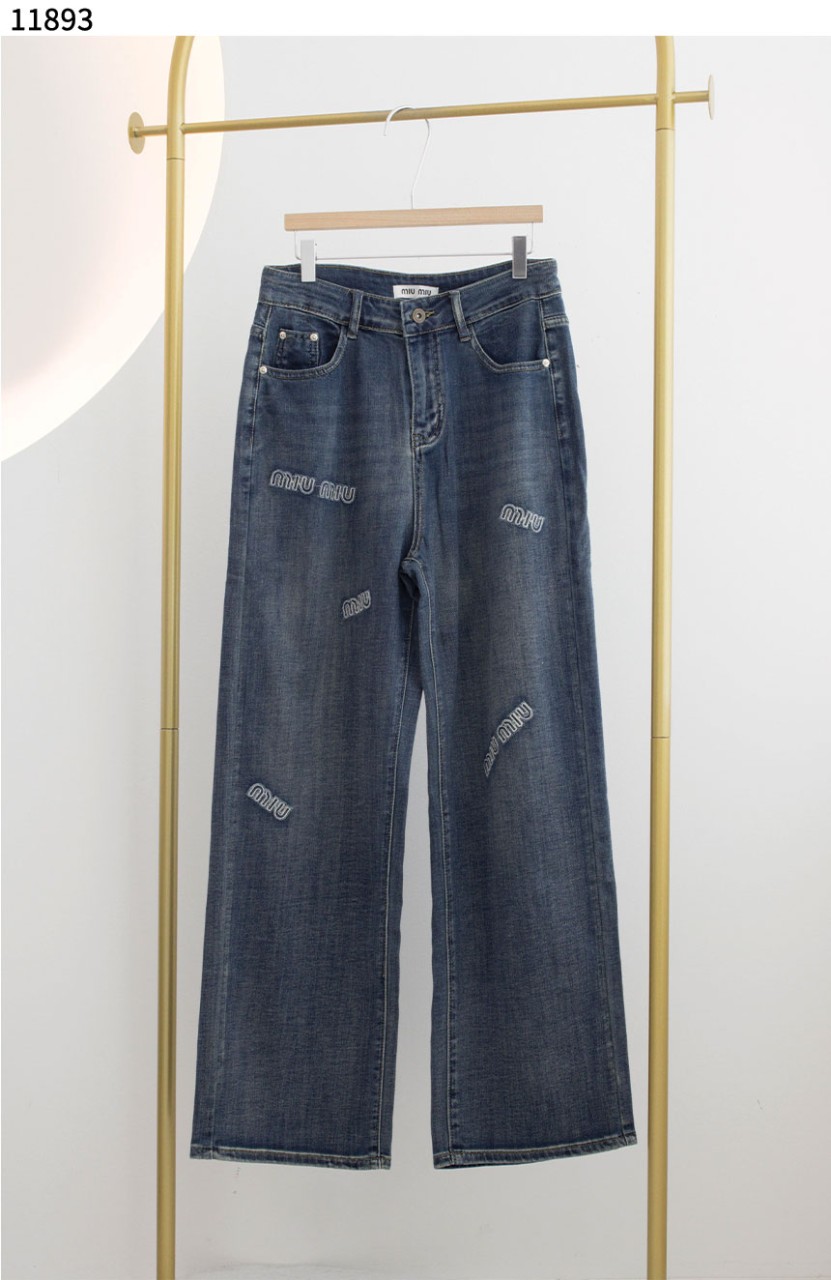 #미우미우 [MIU MIU] 여성 진청 로고패턴 데님 신상입고💢 #하의 #팬츠 #11893