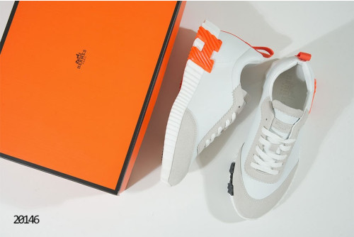 🔆 [HERMES] 에르메스 바운싱 레더 스니커즈 블랙 오렌지 🔆