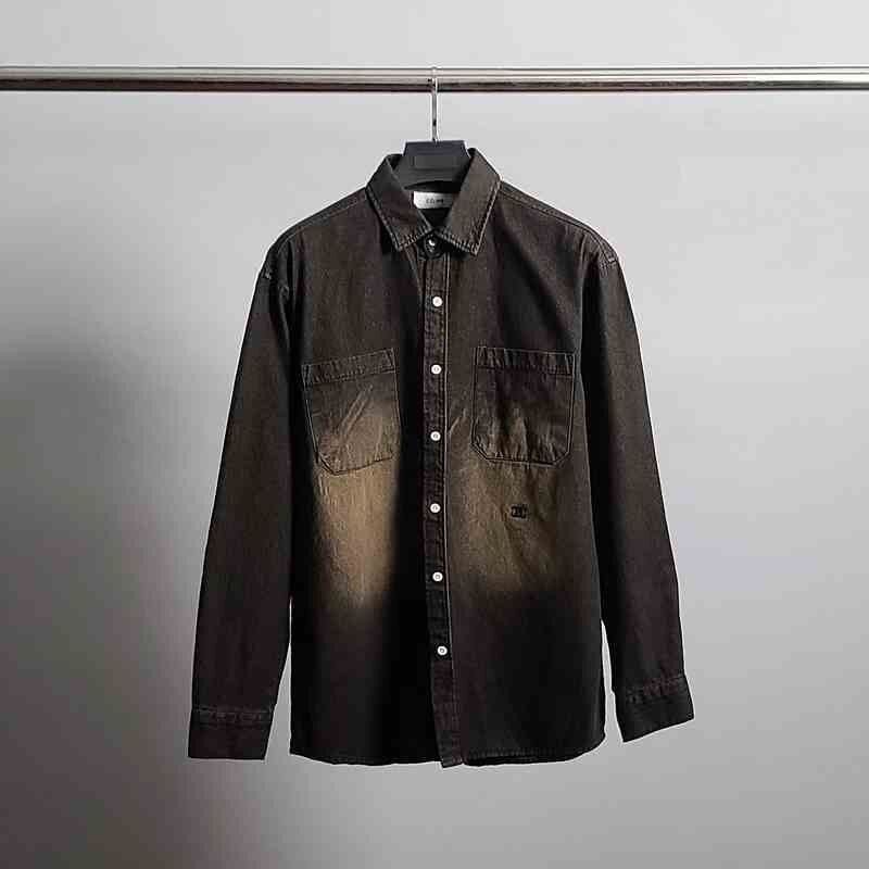 💕 셀** 로고자수 워싱 오버 데님 셔츠