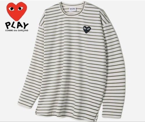 꼼데가르송 플레이 스트라이프 분또 긴팔티