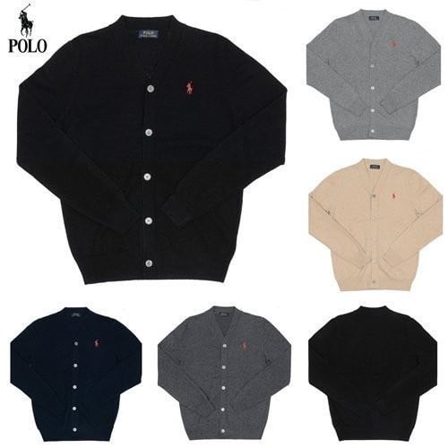 폴로 레드 포니 자수 베이직 가디건