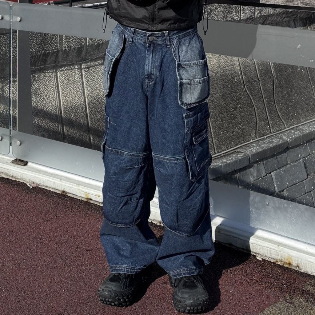 발렌시아가 멀티 포켓 카고 청바지